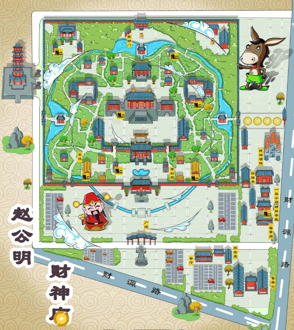 播州寺庙类手绘地图